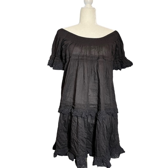 LoveShackFancy Black Cold Shoulder Mini Dress - Picture 1 of 5